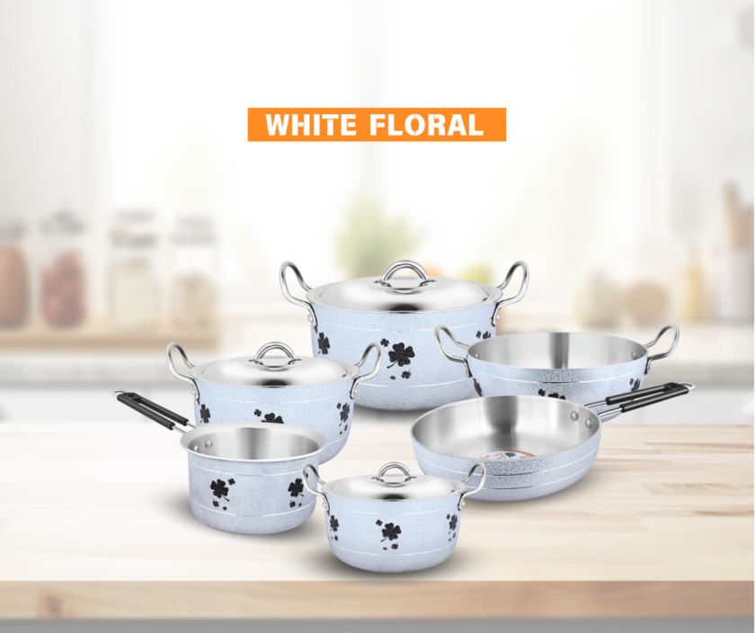 9 Pcs White Floral Set