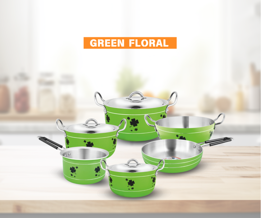 9 Pcs Green Floral Set